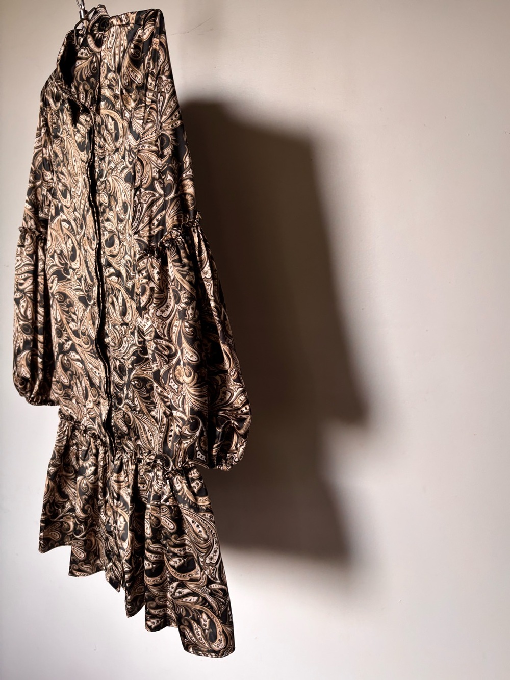 Laundry By Shelli Segal Mini Dress Paisley Print Ruffle Hem Olive/Black - Picture 7 of 11